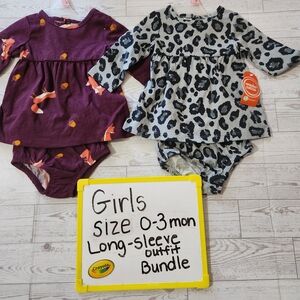 Wonder Nation Girls' 0-3 M Long-Sleeve Outfit Bundle